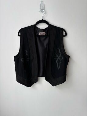 Vintage Bianca Nygard Black Embroidered Vest Size L